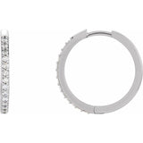 14K White Gold 1/8 CTW Lab-Grown Diamond Hinged 18 mm Hoop Earrings