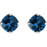 14K White Gold  6 mm Round Lab-Grown Blue Sapphire Woven-Design Earrings