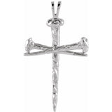 Platinum Nail Design Cross Pendant