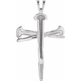 Platinum Nail Design Cross Pendant