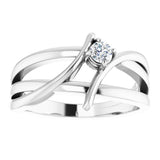 14K White 1/8 CT Natural Diamond Ring