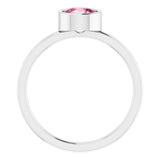 14K White 6 mm Natural Pink Tourmaline Ring