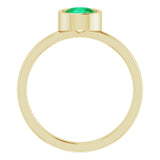 14K Yellow 6 mm Natural Emerald Ring