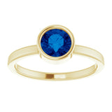 14K Yellow 6 mm Natural Blue Sapphire Ring