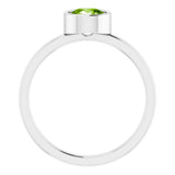 Rhodium-Plated Sterling Silver 6 mm Imitation Peridot Ring