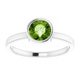 Rhodium-Plated Sterling Silver 6 mm Imitation Peridot Ring