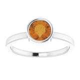 Rhodium-Plated Sterling Silver 6 mm Imitation Citrine Ring