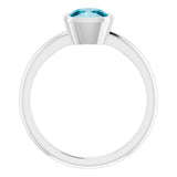 Platinum Natural London Blue Topaz Ring