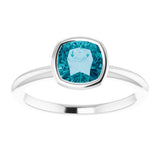Platinum Natural London Blue Topaz Ring
