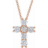 14K Rose 3/4 CTW Natural Diamond Cross 18" Necklace