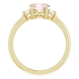 14K Yellow 7x5 mm Oval Natural Pink Morganite & .08 CTW Natural Diamond Ring