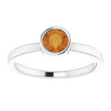 Rhodium-Plated Sterling Silver 5 mm Imitation Citrine Ring