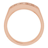 14K Rose 3/4 CTW Natural Diamond Milgrain Band