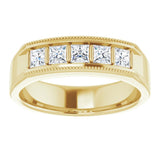 14K Yellow 3/4 CTW Natural Diamond Milgrain Band