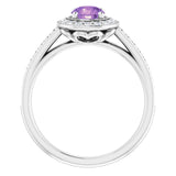 Platinum Natural Amethyst & 1/3 CTW Natural Diamond Ring
