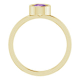 14K Yellow Gold 5.5 mm Natural Amethyst Ring