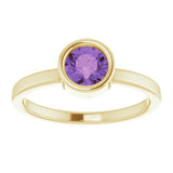 14K Yellow Gold 5.5 mm Natural Amethyst Ring
