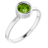 Platinum 5.5 mm Natural Peridot Ring