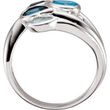 Sterling Silver Natural Sky Blue, Natural London Blue & Natural Swiss Blue Topaz Bypass Ring