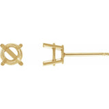 14K Yellow Gold 4 mm Natural Blue Sapphire Earrings