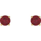 14K Yellow Gold 4 mm Natural Ruby Earrings