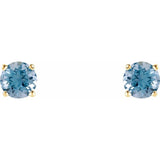 14K Yellow Gold 5 mm Natural Aquamarine Earrings