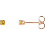 14K Rose Gold 2.5 mm Natural Yellow Sapphire Earrings