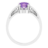14K White Natural Amethyst Ring