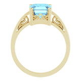 14K Yellow Natural Aquamarine Scroll Setting® Ring