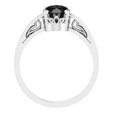 14K White Natural Black Onyx Ring