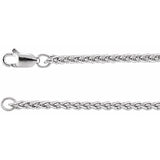 14K White 2.4 mm Wheat 16" Chain