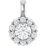 14K White 3/4 CTW Lab-Grown Diamond Halo-Style Pendant