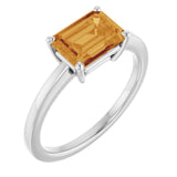 14K White Natural Citrine Ring