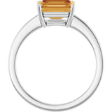 Platinum Natural Citrine Ring