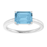 14K White Natural Sky Blue Topaz Ring