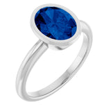 Platinum Lab-Grown Blue Sapphire Ring