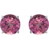 14K White 6 mm Natural Pink Tourmaline Earrings