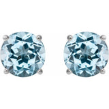 14K White 6 mm Natural Sky Blue Topaz Earrings