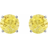 Sterling Silver 7 mm Lab-Grown Yellow Sapphire Earrings