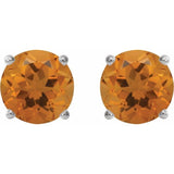 14K White 6 mm Natural Citrine Earrings