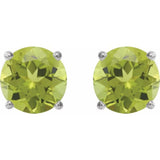 14K White 6 mm Natural Peridot Earrings