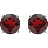 Sterling Silver 6 mm Natural Mozambique Garnet Earrings