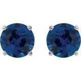 Sterling Silver 7 mm Lab-Grown Blue Sapphire Earrings