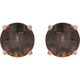 14K Rose 8 mm Natural Smoky Quartz Stud Earrings