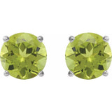 14K White 8 mm Natural Peridot Stud Earrings