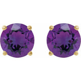 14K Yellow 8 mm Natural Amethyst Stud Earrings