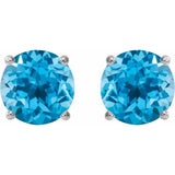 Platinum 8 mm Natural Swiss Blue Topaz Stud Earrings