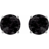 Sterling Silver 8 mm Natural Black Onyx Earrings