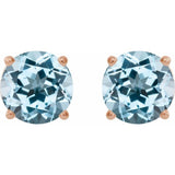 14K Rose 7 mm Natural Sky Blue Topaz Stud Earrings