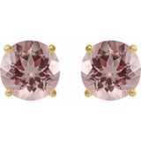 14K Yellow 7 mm Natural Pink Morganite Stud Earrings